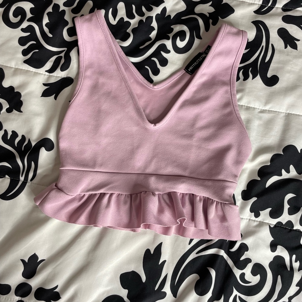 PLT Purple Ruffle Crop Top